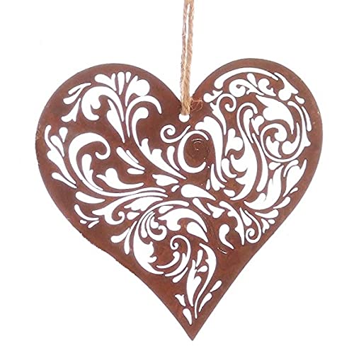 Rost Deko EIN Metall Hänger. Herz Rankenornament. Rost Herzhänger. Edelrost ca 12,5 cm., Rost-braun von Rost Deko