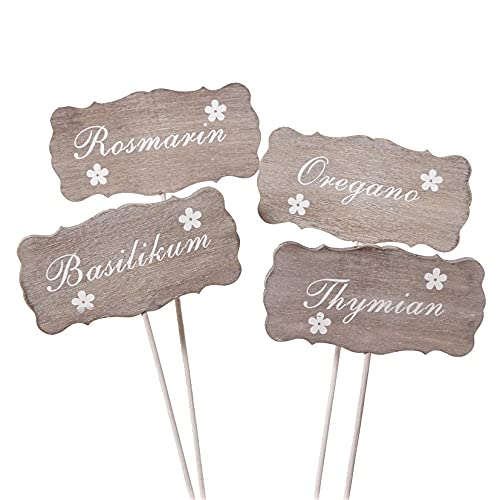 KRÄUTERSTECKER Holz. Satz mit 4 x Stecker, Pflanzenschild, Kräuterschild. 28 cm. Thymian Rosmarin Basilikum Oregano. Art: 68306 KRÄUTERSTECKER Holz. Satz mit 4 x Stecker, Pflanzenschild, Kräuterschild. 28 cm. Thymian Rosmarin Basilikum Oregano. Art: 68306 von Rost Deko