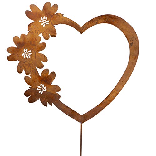 Metall Stecker. Herz mit Blumen. Rost Gartenstecker, Metallstecker, Dekostecker. 73 cm. Art.: 72916 von Rost Deko