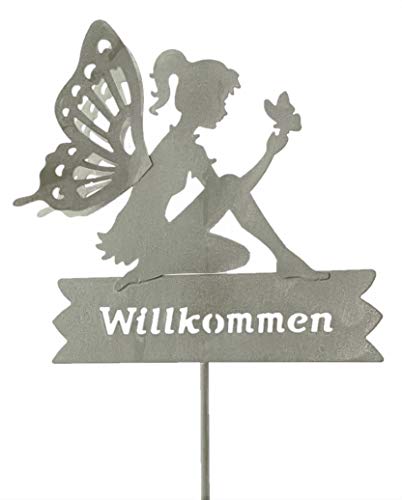 Rost Deko Metall Stecker. ELFE mit Schmetterling. WILLKOMMEN. Gartenstecker. GRAU ca 85 cm. Art.: 73858 Rost Deko Metall Stecker. ELFE mit Schmetterling. WILLKOMMEN. Gartenstecker. GRAU ca 85 cm. Art.: 73858 von Rost Deko