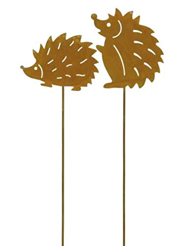 2 Rostoptik Igel am Stab 32 cm Herbst Gartenstecker Deko von Rostalgie