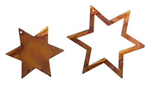 Rostalgie 2tlg. Edelrost Sterne offen und geschlossene Form Durchmesser 12/10 cm von Rostalgie