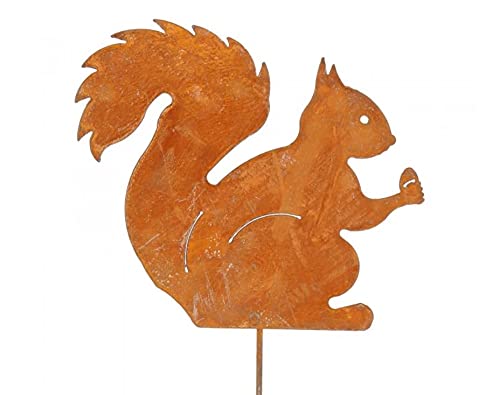 Rostalgie Edelrost Gartenstecker Eichhörnchen mit Nuss 60 cm Gartendekoration Tierfiguren von Rostalgie