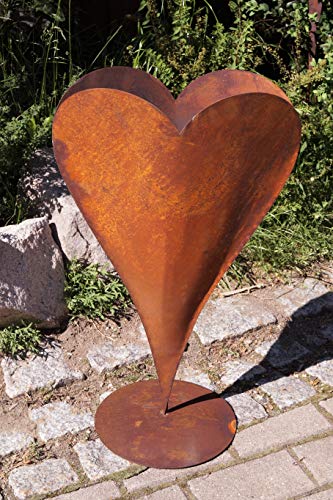 Rostalgie Edelrost Herz breit hoch auf Bodenplatte klein 60x35cm Pflanzgefäß Deko von Rostalgie