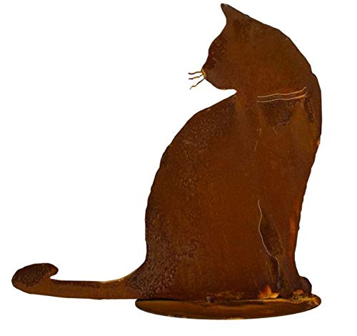 Edelrost Katze Joschi sitzend auf Bodenplatte 30x30cm Gartendeko Rost Tierfigur von Rostalgie