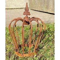 Edelrost Krone Bauchig Mit Rundstäben Auf Standring Mittel - Höhe 26 cm von Rostalgie