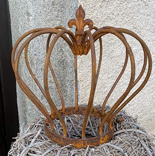 Rostalgie Edelrost Krone bauchig mit Rundstäben auf Standring groß 35 cm Gartendeko von Rostalgie