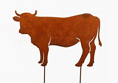 Edelrost Kuh Rosalinde auf Stab 67 x 45 cm Garten Dekoration Bauernhof von Rostalgie