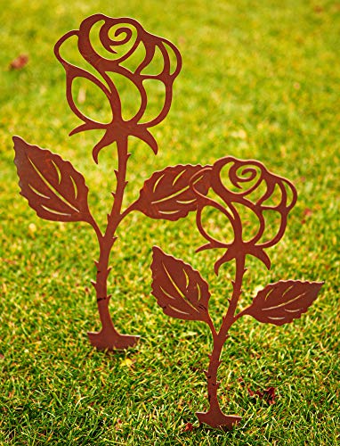 Edelrost Rose zum Stecken in 2 Größen zur Auswahl Gartendekoration Blumen Geschenk - 1 STÜCK (Metall, Rose klein) von Rostalgie