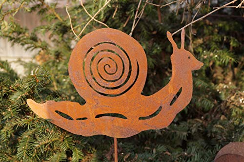 Edelrost Schnecke Glitschi auf Stab 97 cm Gartenstecker Figur Dekoration von Rostalgie
