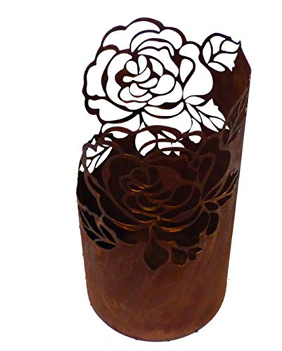 Edelrost Windlicht Rose filigran Tischdekoration Garten Dekoration Geschenk (Metall, klein 30 x 15 cm) von Rostalgie