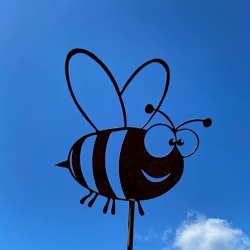 Rostalgie Edelrost lustige Biene auf Stab - Höhe 50 cm von Rostalgie