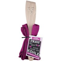 Holz Pfannenwender Mit Gesicht Und Geschirrtuch Pink - Frau Grill Holz Pfannenwender Mit Gesicht Und Geschirrtuch Pink - Frau Grill von Rostalgie