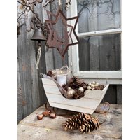 Holz Schlitten Creme Mit Metallkufen Rost - Länge 35 cm Holz Schlitten Creme Mit Metallkufen Rost - Länge 35 cm von Rostalgie