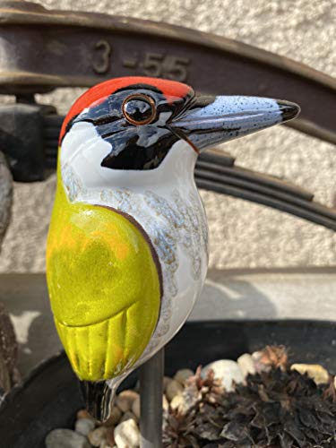 Rostalgie Keramik Vogel Grünspecht (GK601-2) Gartendekoration Vögel Handarbeit von Rostalgie