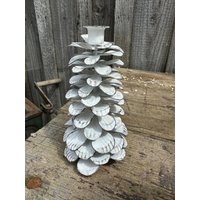 Kerzenhalter Zapfen Weiß - Höhe 13 cm von Rostalgie