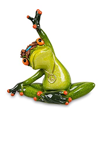 Rostalgie Kunststein Hippie Yoga Frosch Arm hoch 11 cm Dekoration Geschenk Frösche von Rostalgie