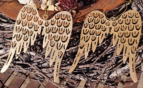Rostalgie 2 Metall Engelsflügel Gold groß zum Hängen 11x9cm Weihnachten Advent Fensterdeko von Rostalgie