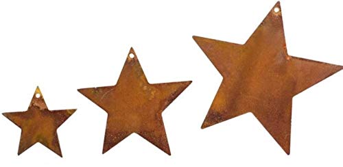 Rostalgie 3tlg. Sterne zum Hängen Edelrost 8/6/4cm Garten Dekoration Weihnachten von Rostalgie