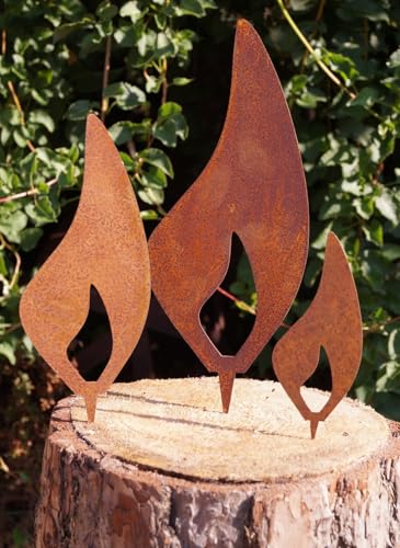 Rostalgie Edelrost 3tlg. Flammen mit Dornspitze - Höhe 10/15 / 20 cm von Rostalgie
