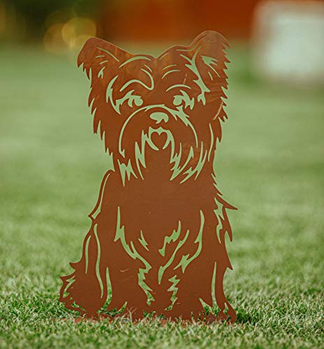 Rostalgie Edelrost Hund Bobby auf Bodenplatte sitzend Gartendekoration - 1 STÜCK (Metall, Bobby groß 52x31) von Rostalgie