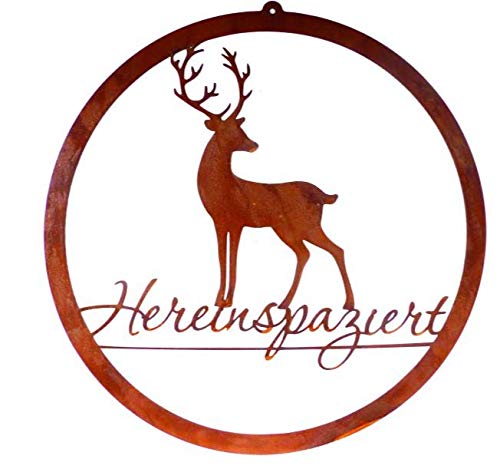 Rostalgie Edelrost Kranz mit Hirsch Hereinspaziert D35 cm Geschenk Dekoration Schild Rostalgie Edelrost Kranz mit Hirsch Hereinspaziert D35 cm Geschenk Dekoration Schild von Rostalgie