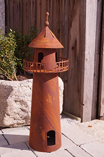 Rostalgie Edelrost Leuchtturm 3D Optik 60cm Windlicht Gartendekoration Stele Turm von Rostalgie