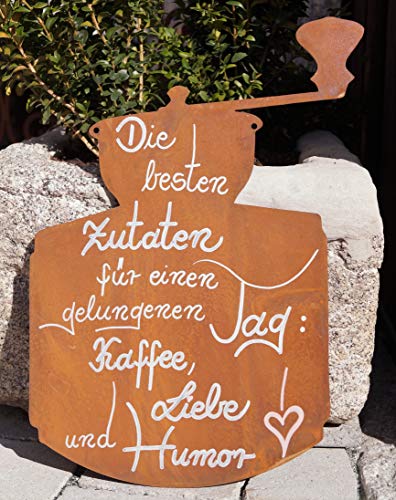 Rostalgie Edelrost Tafel Kaffeemühle mit Spruch Die besten Zutaten 35 x 25 cm Schild von Rostalgie