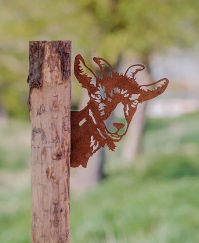 Rostalgie Edelrost Tierfiguren/Tierköpfe für Holz Gartendekoration Bauernhoftiere (Ziegenbock) von Rostalgie