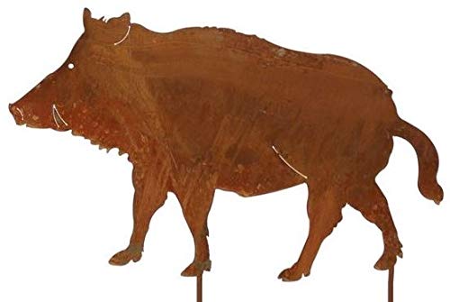 Rostalgie Edelrost Wildschwein Oswald auf Stab 61 x 36 cm Gartenstecker Tierfigur von Rostalgie