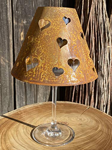 Rostalgie Edelrost Windlichtschirm Herzen für Weingläser Tischdekoration Geschenk Garten von Rostalgie
