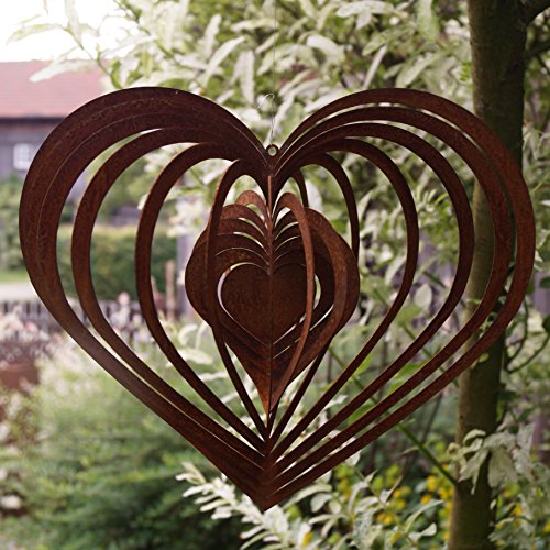 Rostalgie Edelrost Windspiel Spirale Herz groß 30 x 26 cm Gartendekoration Geschenk von Rostalgie