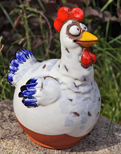 Rostalgie Keramik Huhn Hilde Garten Dekoration Tierfigur Gartenstecker Töpferfigur Handarbeit von Rostalgie