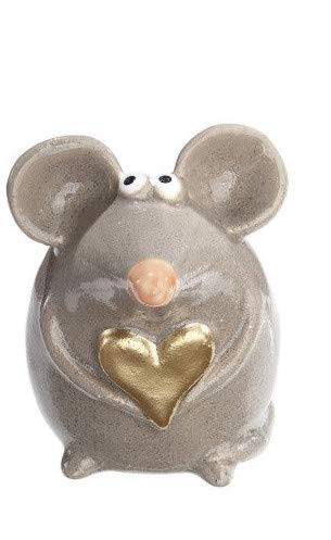 Rostalgie Keramik Maus Melli mit Stern/Herz goldfarben zum Stellen Weihnachten Figur (Keramik, Herz) von Rostalgie