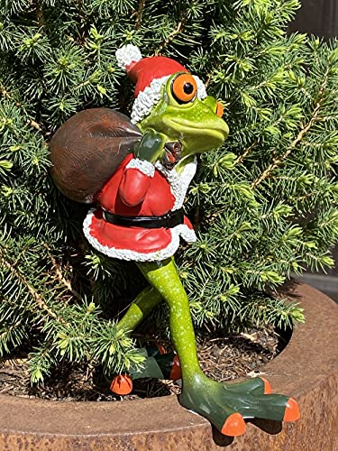 Rostalgie Kunststein Weihnachtsfrösche 15cm Geschenke Sack Frosch Figur Dekoration Winter (Kunststein, mit Sack) von Rostalgie