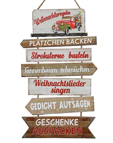 Rostalgie MDF Schild Weihnachts-Regeln farbig zum Hängen 60 x 35 cm Wandschild von Rostalgie