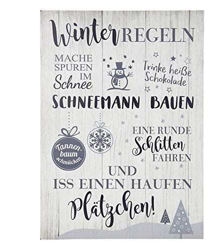 Rostalgie MDF Wandschild Winterregeln 50 x 36 cm Sprüche Wandschmuck Weihnachten Deko von Rostalgie