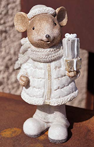 Rostalgie Magnesia Winter-Maus Milly mit Geschenken 20 cm cremefarben von Rostalgie