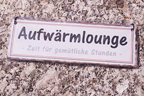 Rostalgie Metall Mini Schild Winterzeit 15 x 5 cm Hänger Wandschild Geschenk Sprüche (Metall, Aufwärmlounge) von Rostalgie