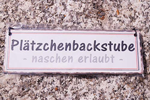 Rostalgie Metall Mini Schild Winterzeit 15 x 5 cm Hänger Wandschild Geschenk Sprüche (Metall, Plätzchenbackstube) von Rostalgie