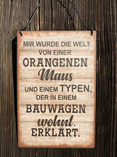 Rostalgie Metall Schild Dorfleben 10 x 15 cm Creme/braun Hänger Wandschild (Metall, Mir wurde die Welt) von Rostalgie