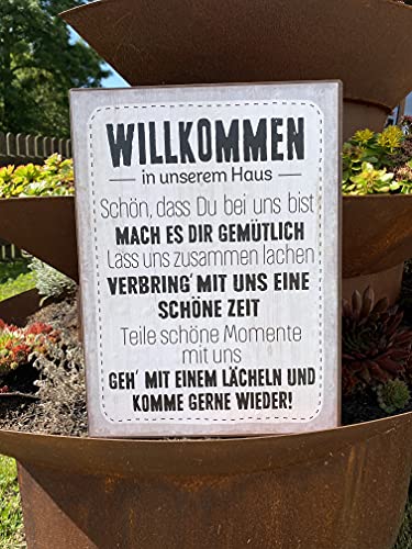 Rostalgie Metall Schild Willkommen in unserem Haus 35 x 26 cm von Rostalgie