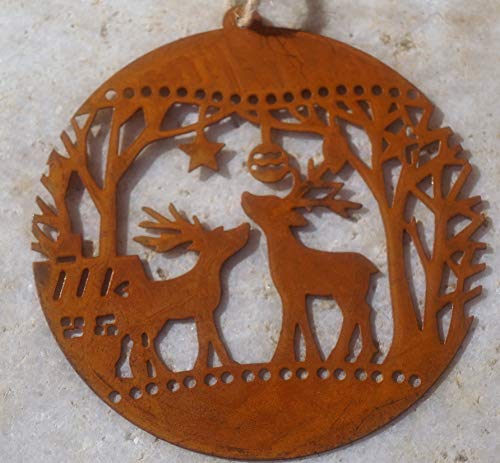 Rostoptik Christbaumkugel Hirsche im Wald 10 cm Weihnachten Advent Deko Rostoptik Christbaumkugel Hirsche im Wald 10 cm Weihnachten Advent Deko von Rostalgie