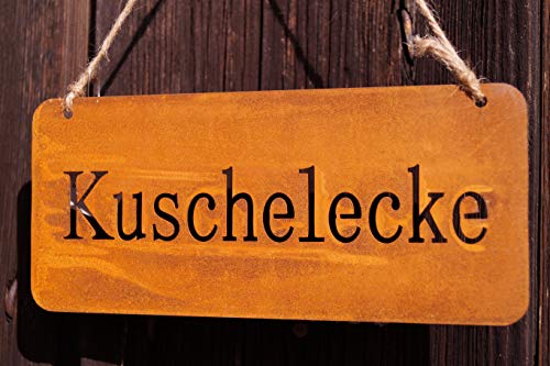 Rostoptik Schild zur Wahl 18 x 8 cm Lieblingsplatz/Kuschelecke/Aufwärmstube (Metall, Kuschelecke) von Rostalgie