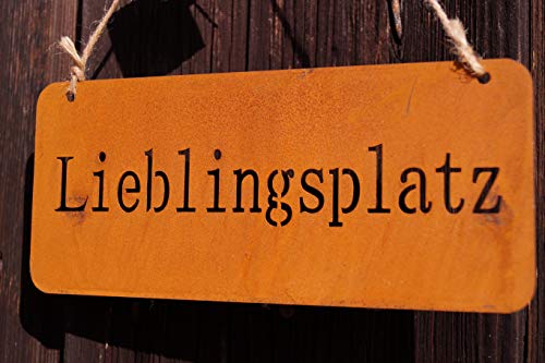 Rostoptik Schild zur Wahl 18 x 8 cm Lieblingsplatz/Kuschelecke/Aufwärmstube (Metall, Lieblingsplatz) von Rostalgie