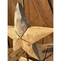 Teak Holz Stern Groß Geschlossene Form - Höhe 30 cm von Rostalgie