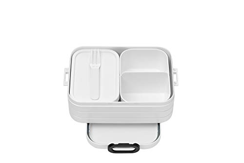 Mepal - Bento Lunchbox Take A Break Midi - Brotdose mit Bento-Box - Meal Prep Box für Sandwiches, Kleine Snacks & Reste - Snack & Mittagessen - Essensbox mit Fächern - 900 ml - White von Mepal