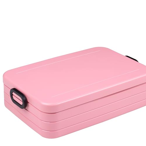 Mepal - Lunchbox Take a Break Large - Brotdose To Go - Für 4 Sandwiches oder 8 Brotscheiben - Meal Prep Box - Essensbox mit Unterteilung - Spülmaschinenfest - 1500 ml - Nordic Pink von Mepal