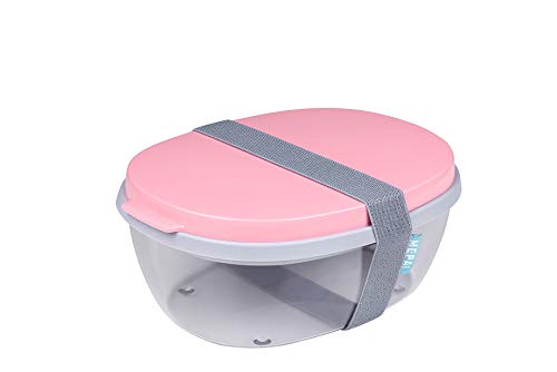 Mepal - Salatbox Ellipse - Salat-Lunchbox mit mehreren Fächern - Bento-Box für Salate unterwegs - Gesundes Mittagessen & Lifestyle - Plastik Meal Prep Box - 1300 ml + 600 ml - Nordic Pink von Mepal