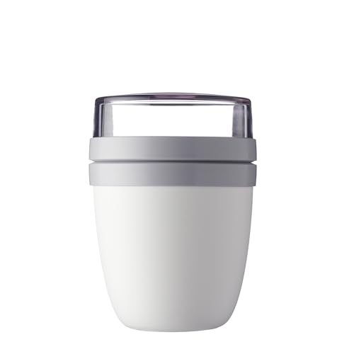 Mepal Müslibecher to go, praktischer Joghurtbecher to go - Unterteilung für Joghurt & Müsli - Geeignet für Gefrierschrank, Mikrowelle & Spülmaschine - 500 ml + 200 ml - White Mepal Müslibecher to go, praktischer Joghurtbecher to go - Unterteilung für Joghurt & Müsli - Geeignet für Gefrierschrank, Mikrowelle & Spülmaschine - 500 ml + 200 ml - White von Mepal